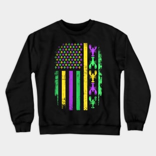 Mardi Gras US American flag with New Crewneck Sweatshirt